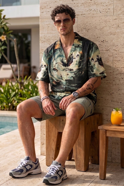 Shadow Tide Black All Over Print Oversized Exclusive Shirt