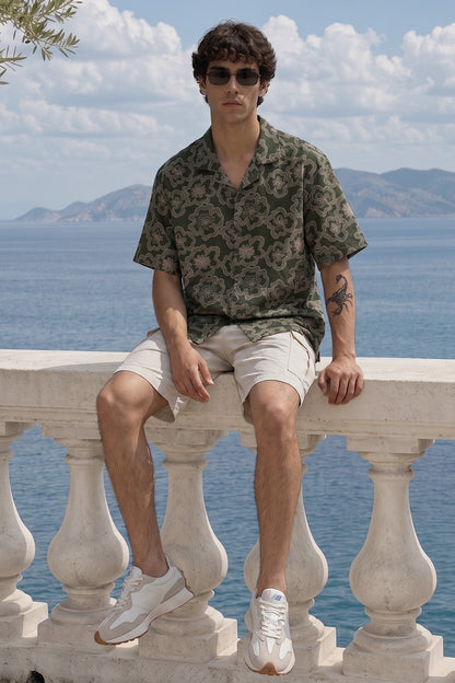 Vintage Olive All Over Printed Oversized Exclusive Shirt