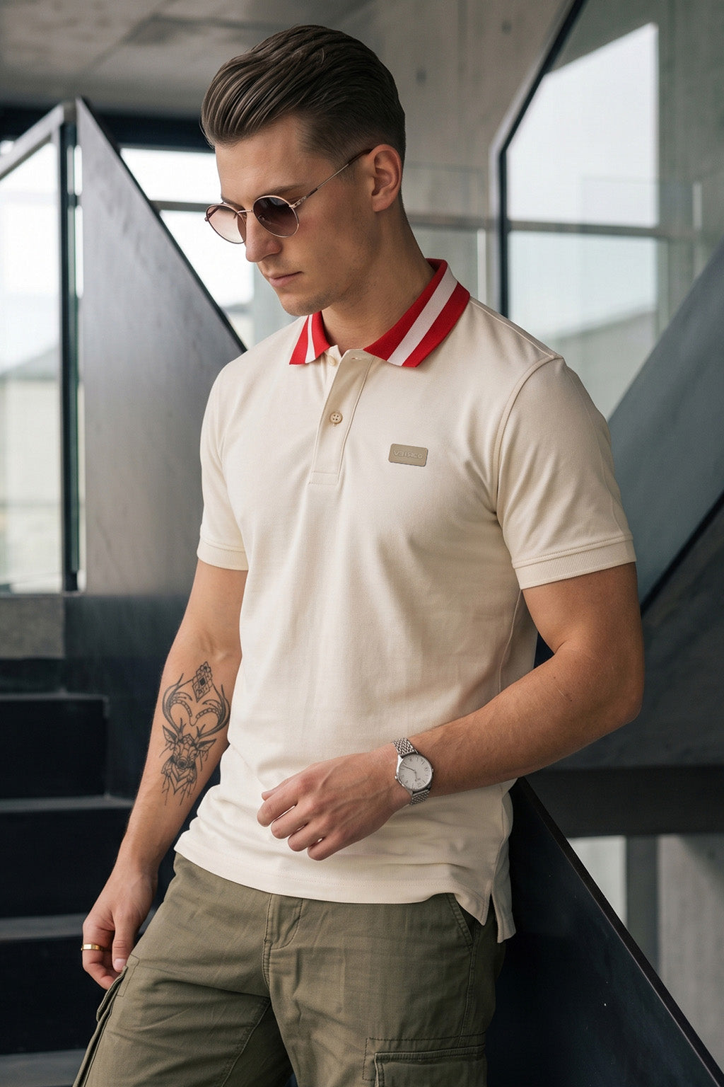 Swanwhite Contrast Collar Regular Fit Exclusive Pique Lycra Polo T-Shirt