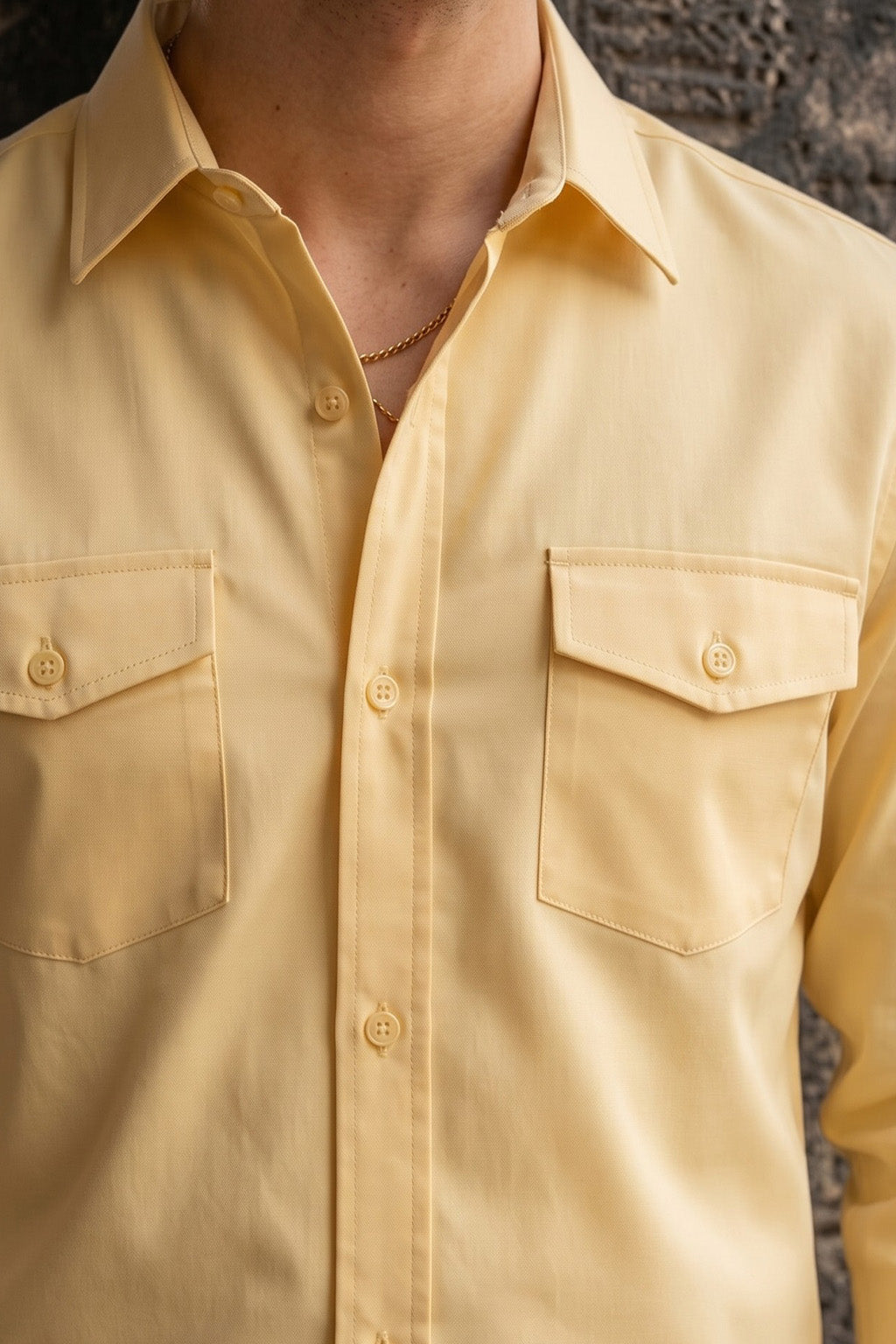 Double Cream Plain Relaxed Fit Full Sleeve Dual Pocket Utility Exclusive Shirt