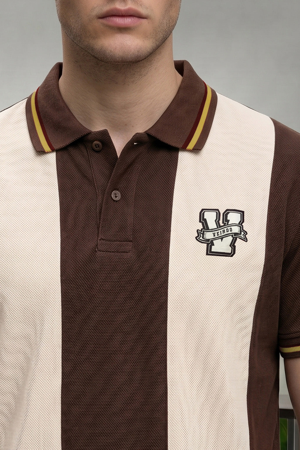 Chocolate Swanwhite Colorblock Regular Fit Exclusive Pique Lycra Polo T-Shirt