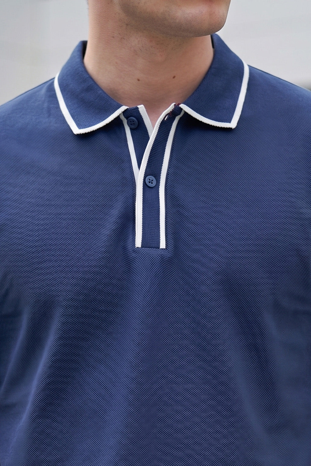 Navy Tipped Regular Fit Exclusive Pique Lycra Polo T-Shirt