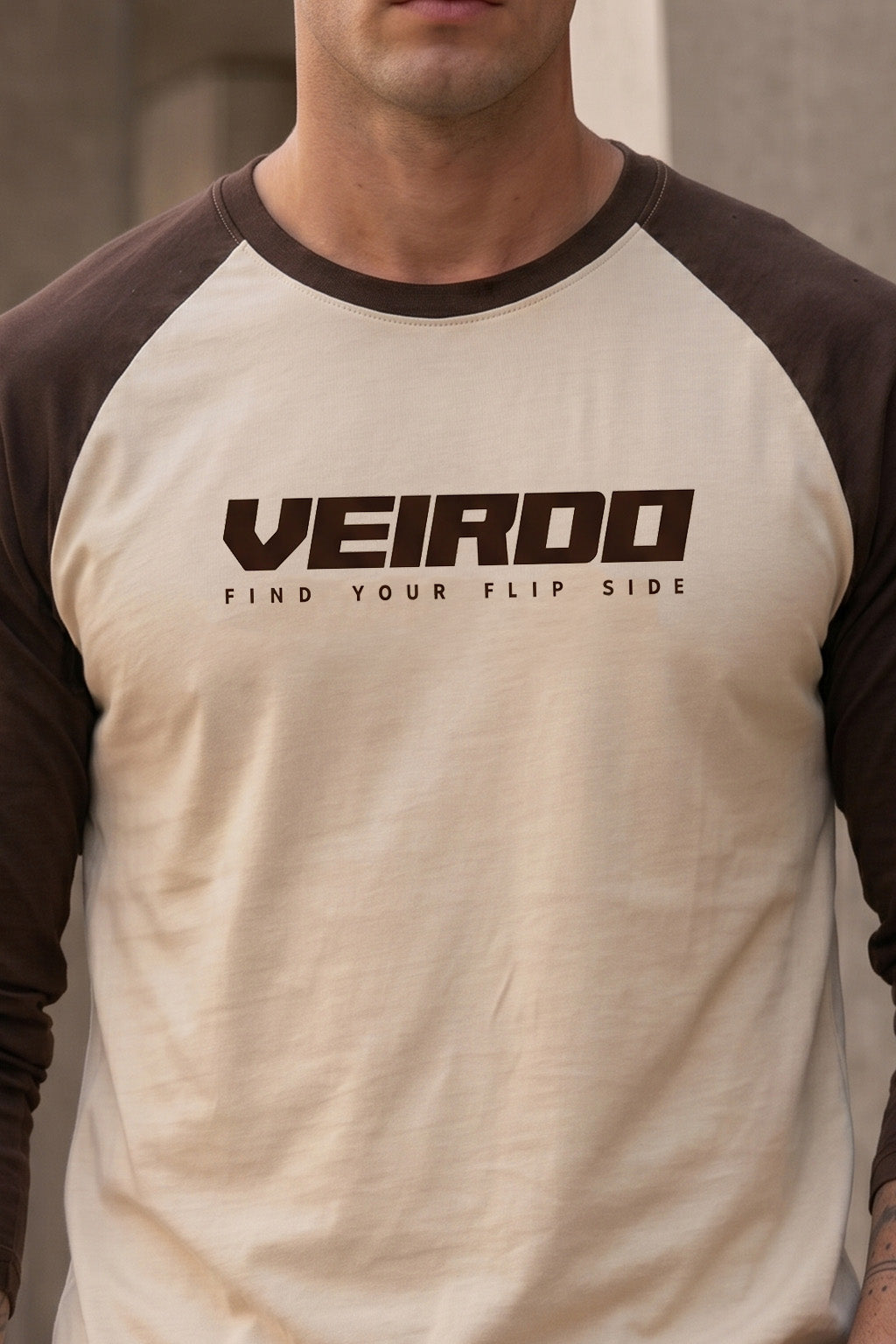 Veirdo Brown & Swanwhite Raglan Full Sleeve Printed T-shirt