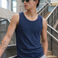 Navy Plain Regular FIt Gym Vest