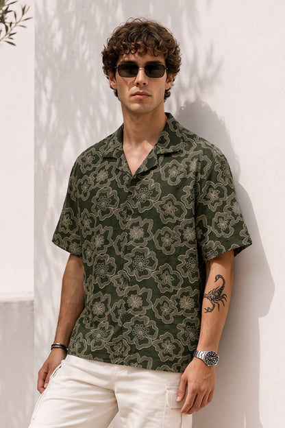 Vintage Olive All Over Printed Oversized Exclusive Shirt