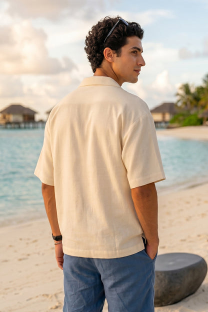 Paradise Off White Oversized Embroidered Exclusive Shirt