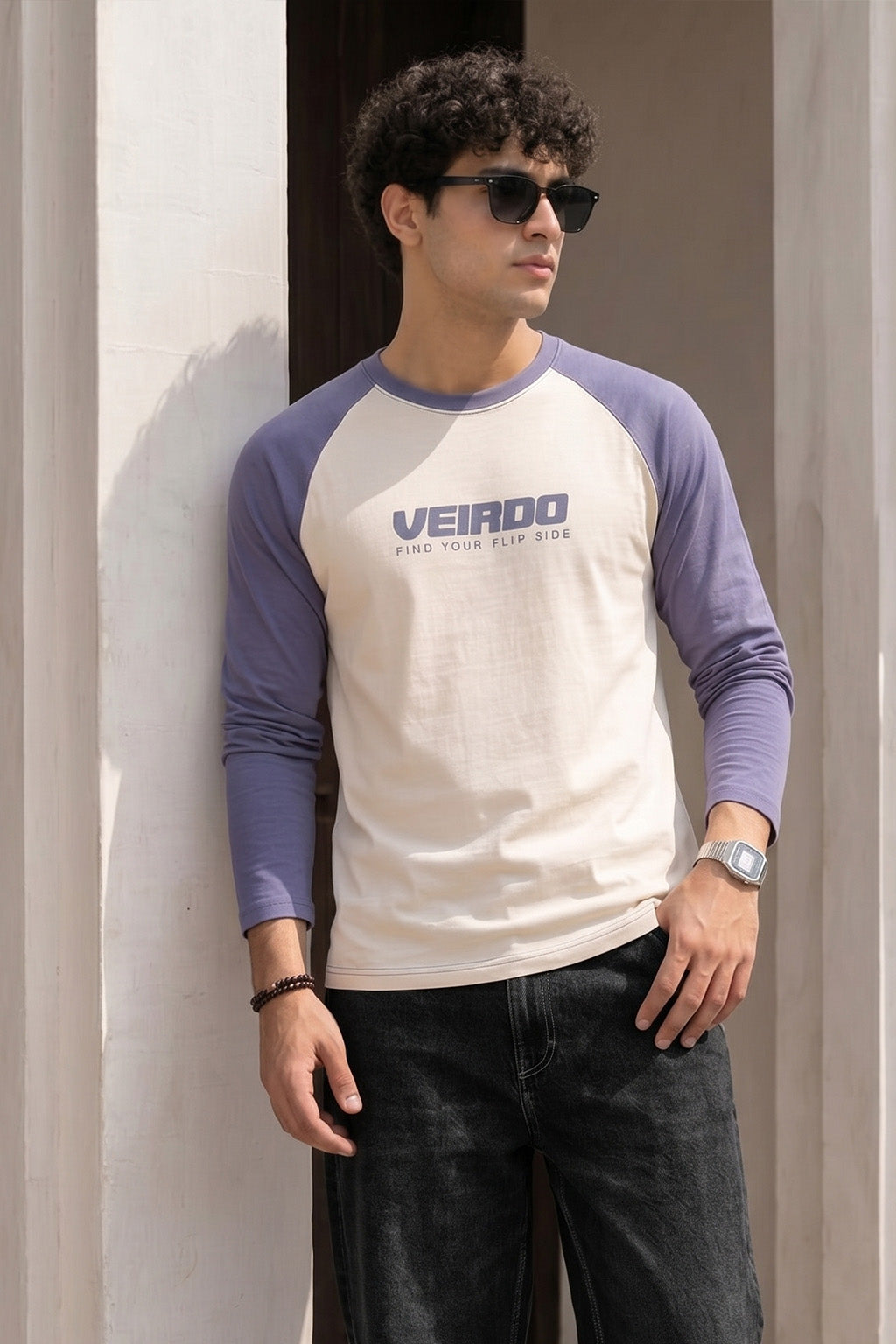 Veirdo Swanwhite & Future Dusk Raglan Full Sleeve Printed T-shirt