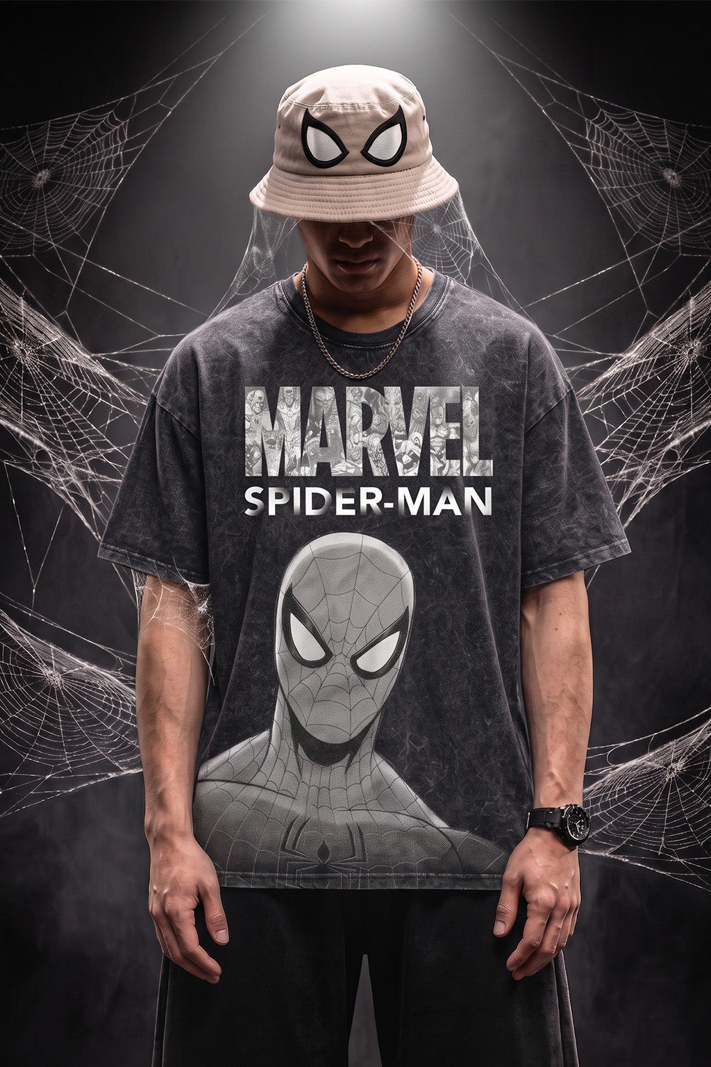 Spider-Man Web Warrior Black Acid Washed T-Shirt Supreme Edition