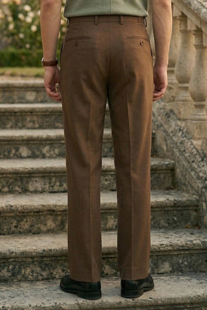 Brown Tailored High-Waist Formal Wide-Leg Korean Pant
