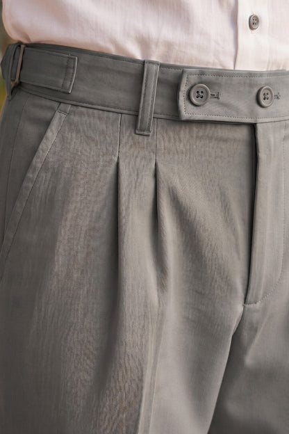 Grey Tailored Adjustable High-Waist Korean Pant