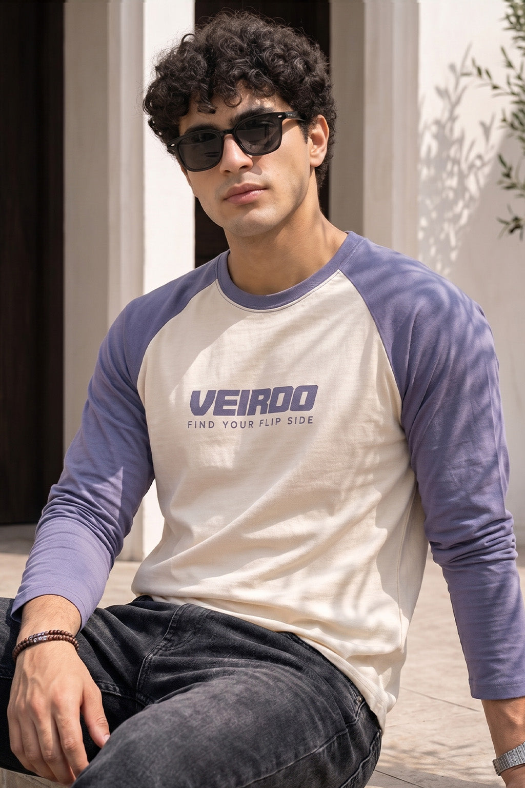 Veirdo Swanwhite & Future Dusk Raglan Full Sleeve Printed T-shirt