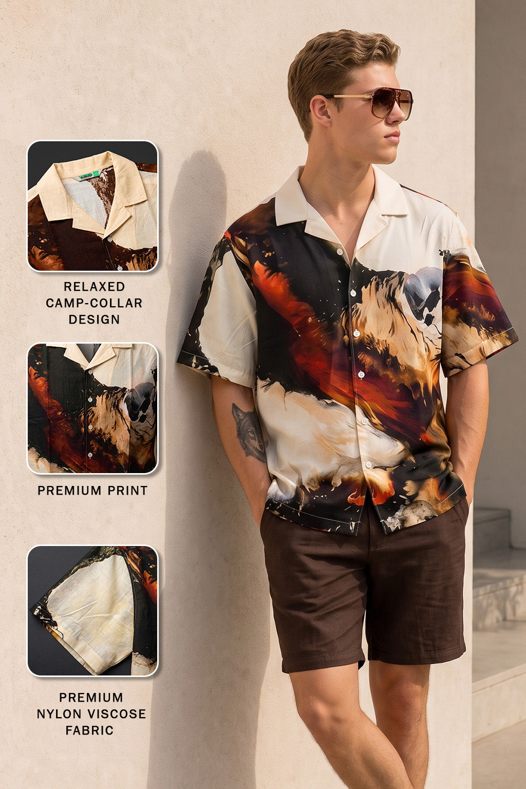 Blaze Canvas Off White All Over Print Oversized Exclusive Shirt