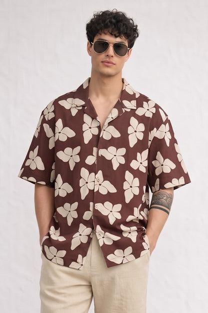 Mocha Brown All Over Printed Oversized Exclusive Shirt