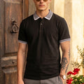Black Stripped Collar Regular Fit Exclusive Pique Lycra Polo T-Shirt
