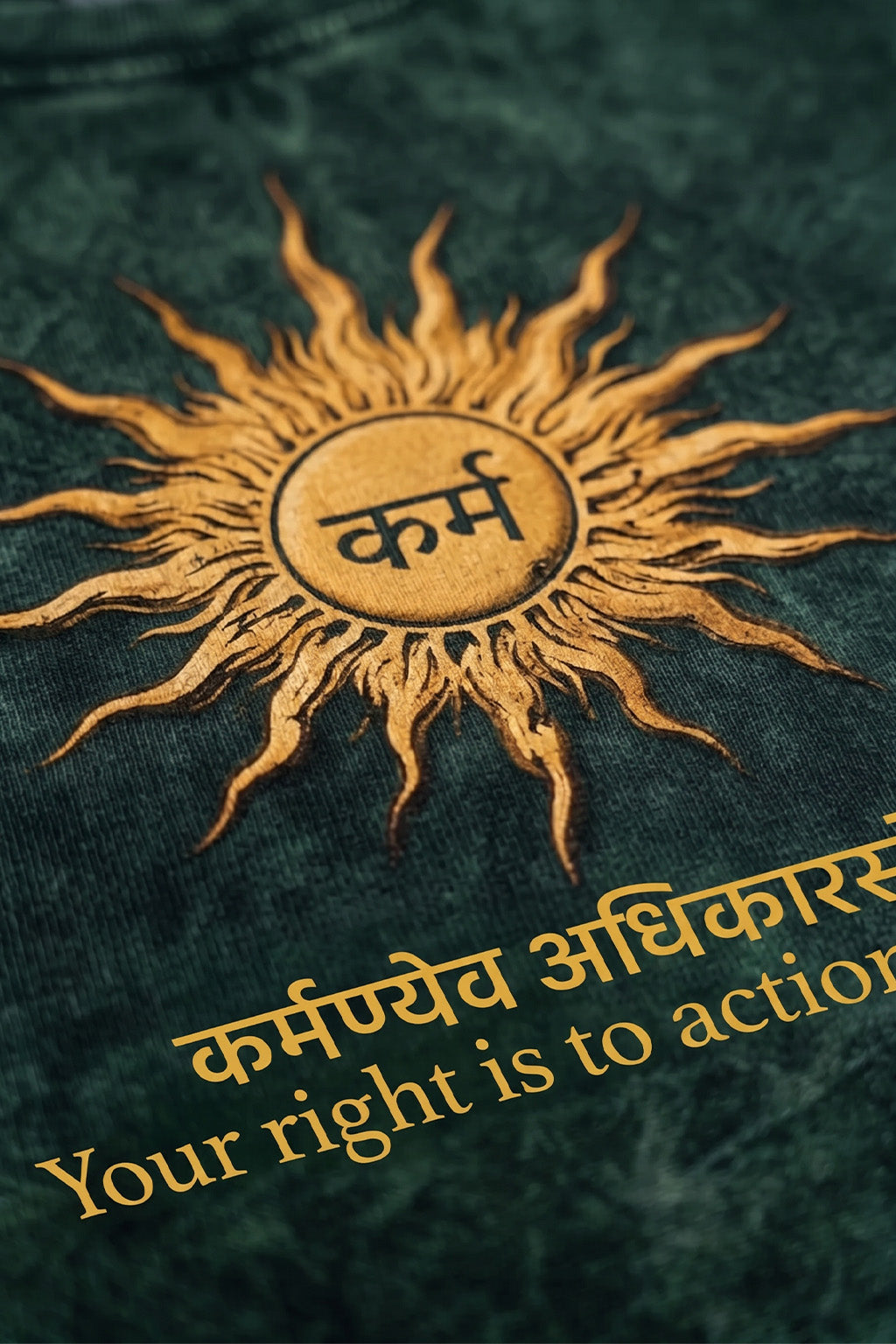 कर्म Green Acid Washed Printed Exclusive T-shirt Epic Collection