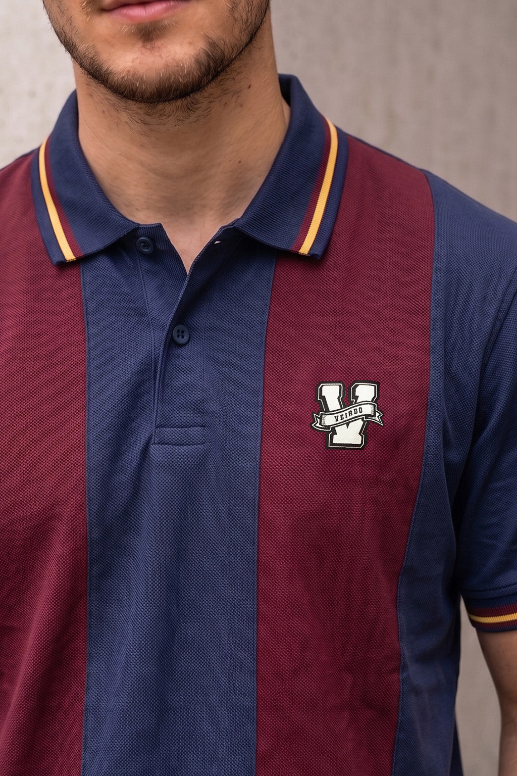 Navy Maroon Colorblock Regular Fit Exclusive Pique Lycra Polo T-Shirt