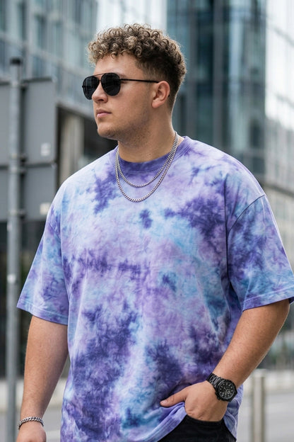 Lilac Tie-Die Printed Plus Size T-shirt
