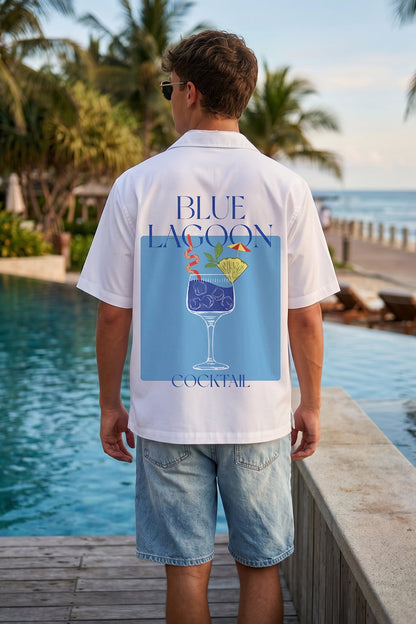 Blue Lagoon White Oversized Printed Exclusive Shirt