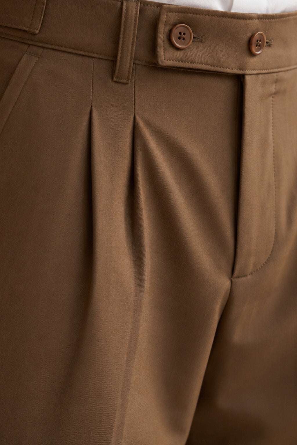Brown Tailored Adjustable High-Waist Korean Pant
