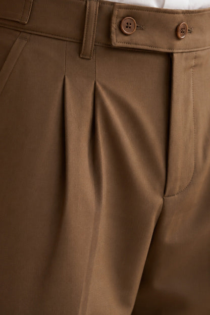 Brown Tailored Adjustable High-Waist Korean Pant