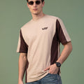 Mocha Drift Beige Oversized Graphic Printed T-shirt