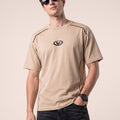 Athletic Essentials Beige Oversized Graphic Printed T-shirt