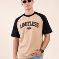 Limitless Raglan Beige Oversized Graphic Printed T-shirt