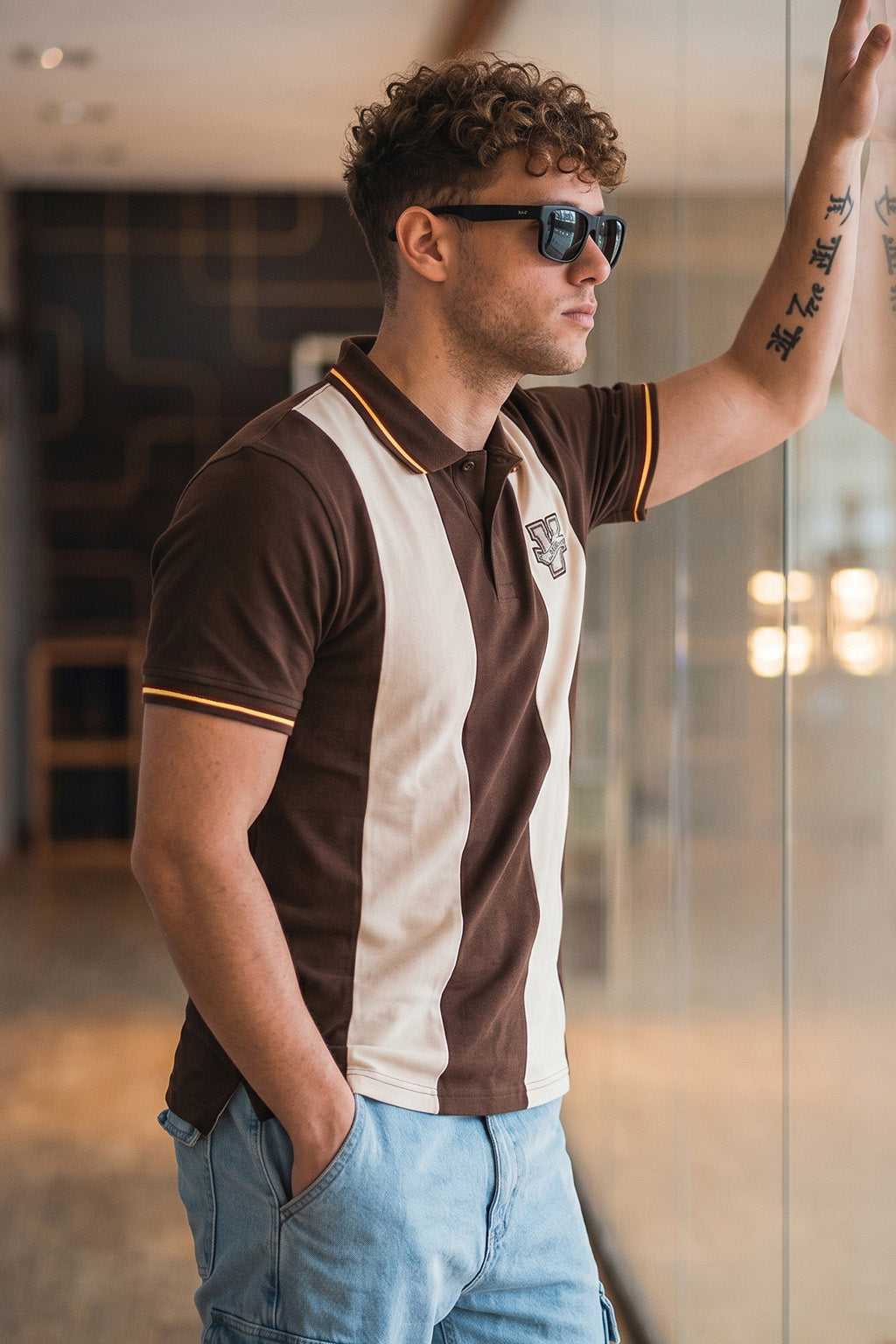 Chocolate Swanwhite Colorblock Regular Fit Exclusive Pique Lycra Polo T-Shirt