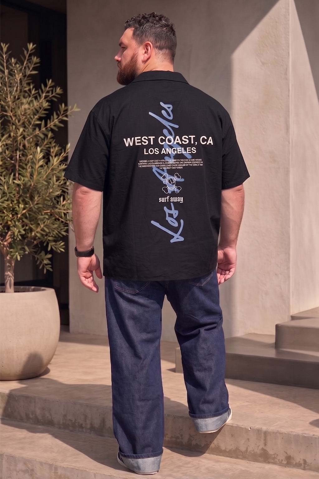 Los Angeles Black Plus Size Printed Exclusive Shirt