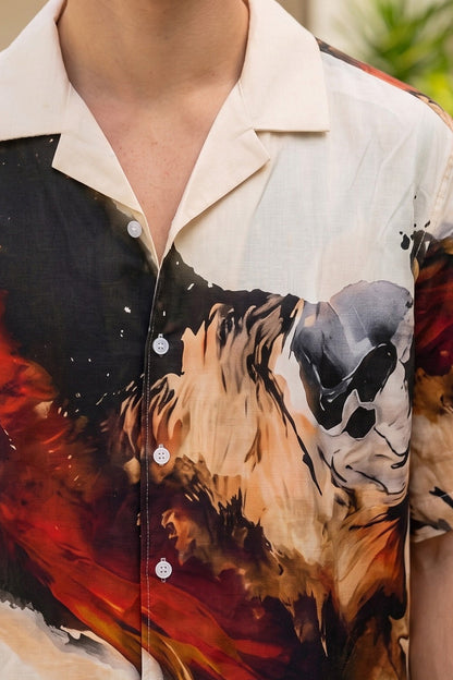 Blaze Canvas Off White All Over Print Oversized Exclusive Shirt