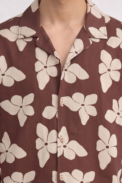 Mocha Brown All Over Printed Oversized Exclusive Shirt