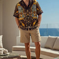 Ancient History Brown All Over Print Oversized Exclusive Shirt