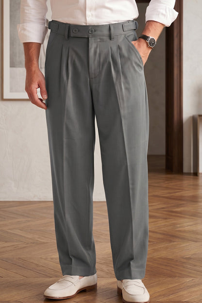Grey Tailored Adjustable High-Waist Korean Pant