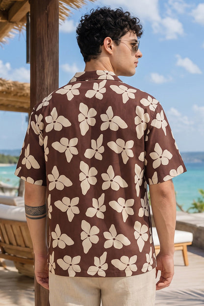 Mocha Brown All Over Printed Oversized Exclusive Shirt