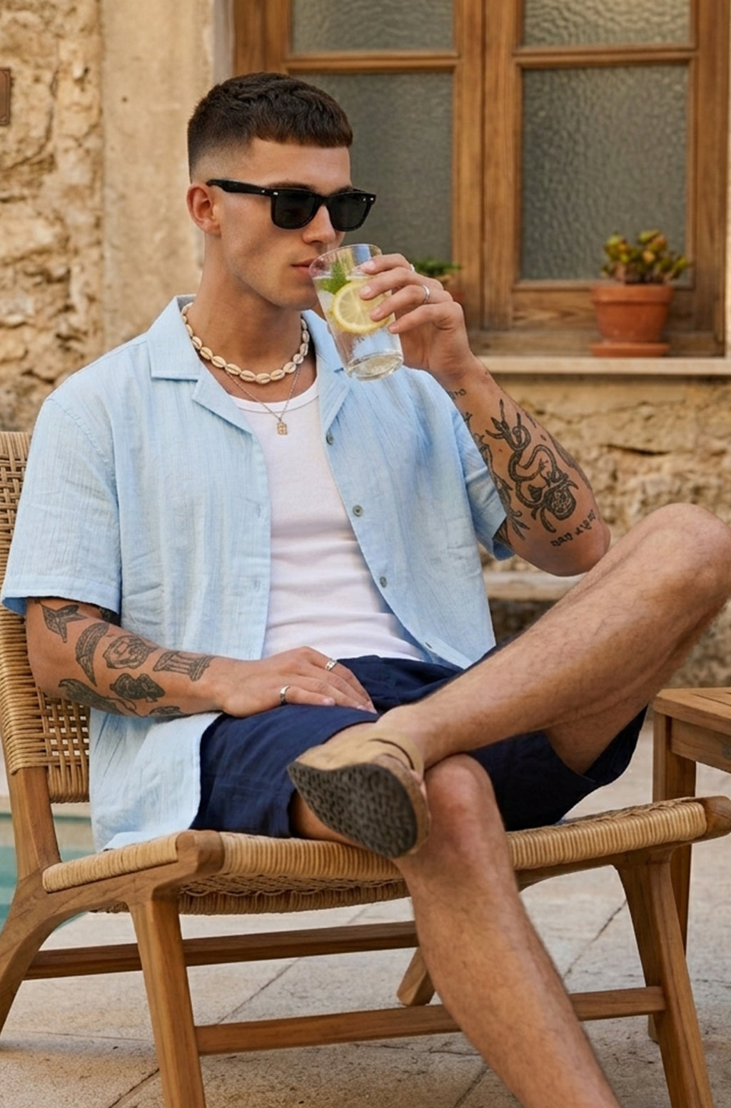 Feather Feel Sku Blue Oversized Plain Double Layer Exclusive Cotton Shirt