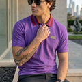 Blue Iris Contrast Collar Regular Fit Exclusive Pique Lycra Polo T-Shirt