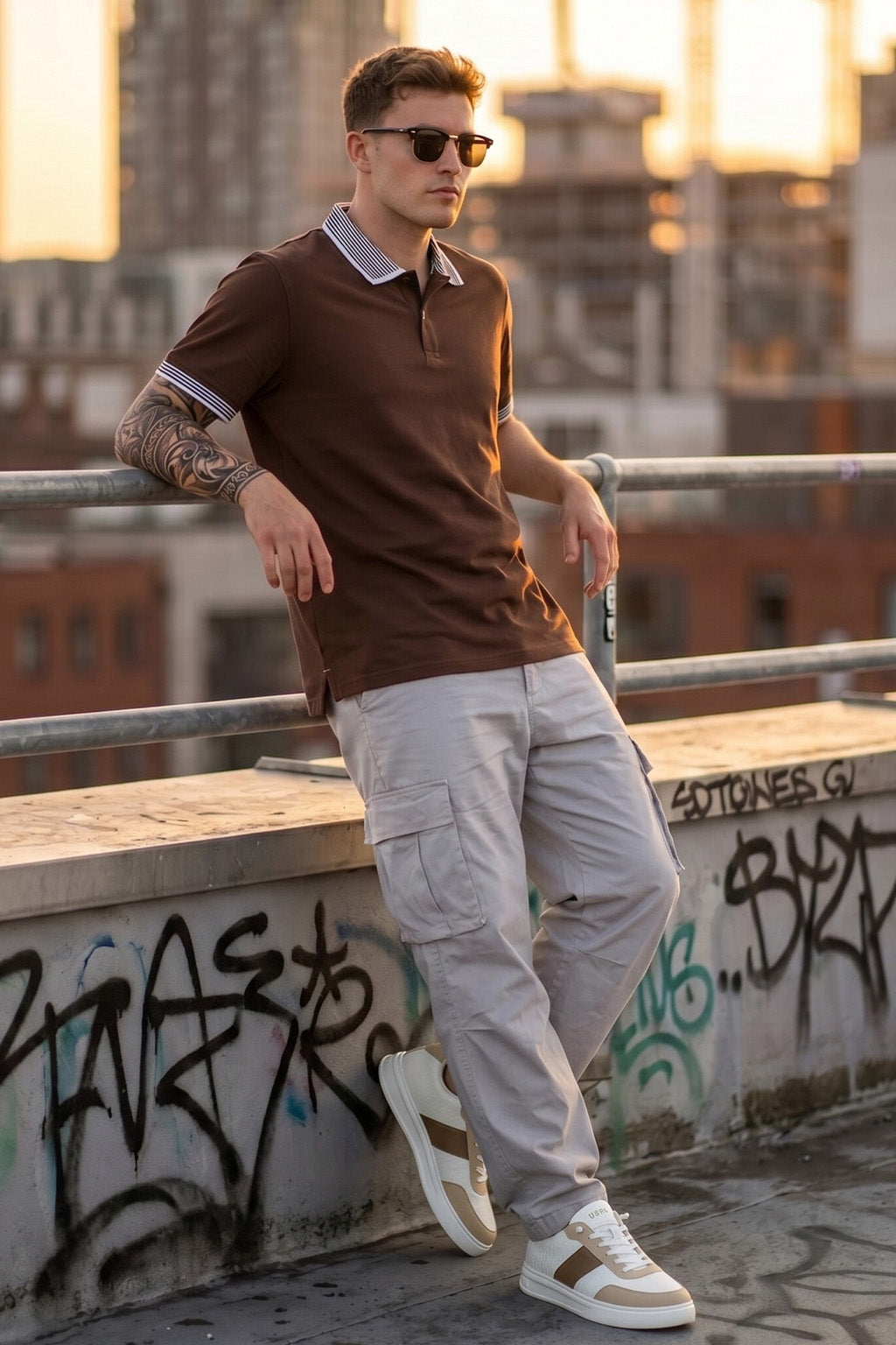 Chocolate Stripped Collar Regular Fit Exclusive Pique Lycra Polo T-Shirt