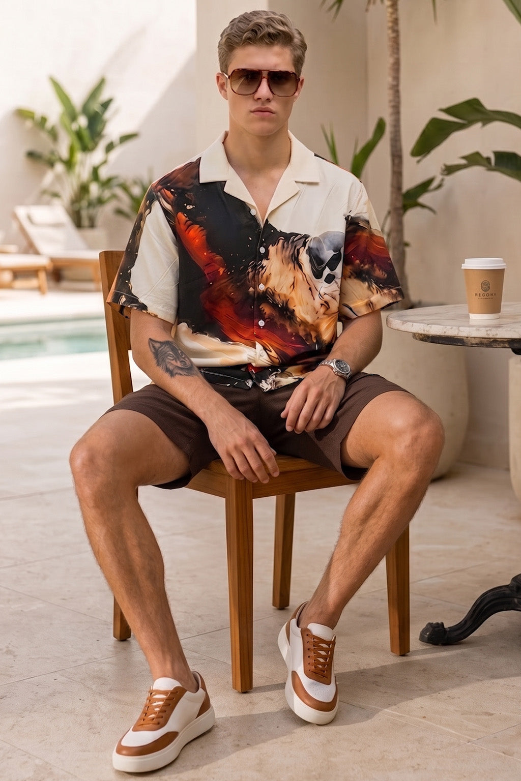 Blaze Canvas Off White All Over Print Oversized Exclusive Shirt