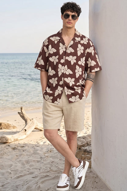 Mocha Brown All Over Printed Oversized Exclusive Shirt