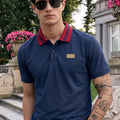Navy Contrast Collar Regular Fit Exclusive Pique Lycra Polo T-Shirt