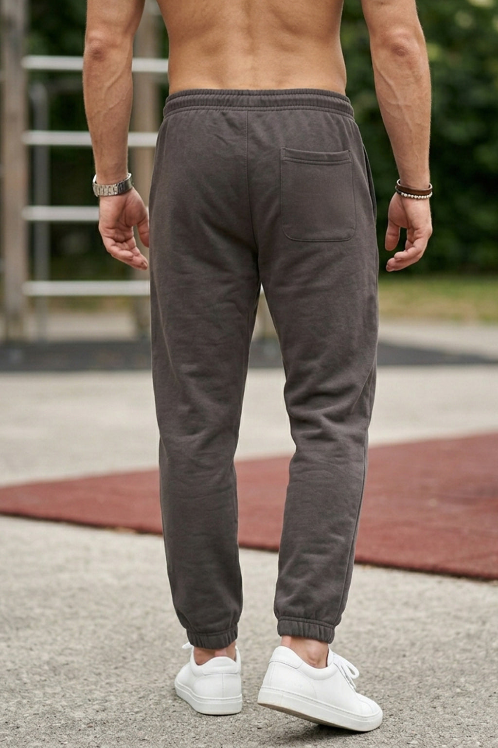 Grey Solid Baggy Fit Jogger