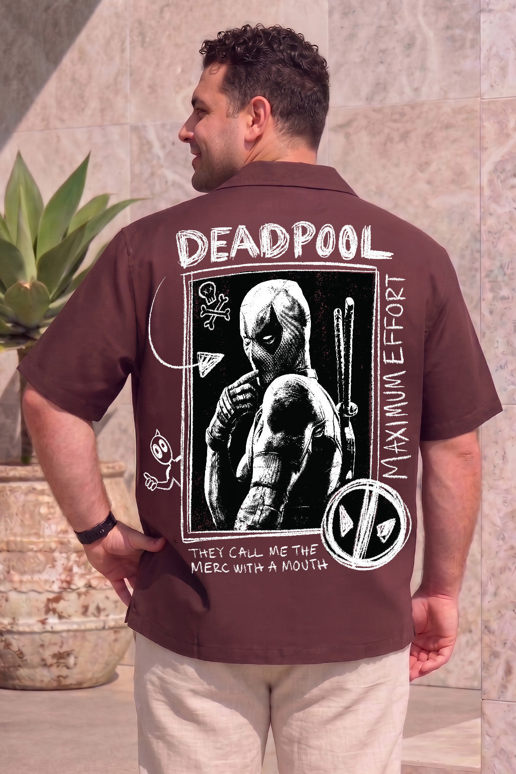 Deadpool Brown Plus Size Printed Exclusive Shirt