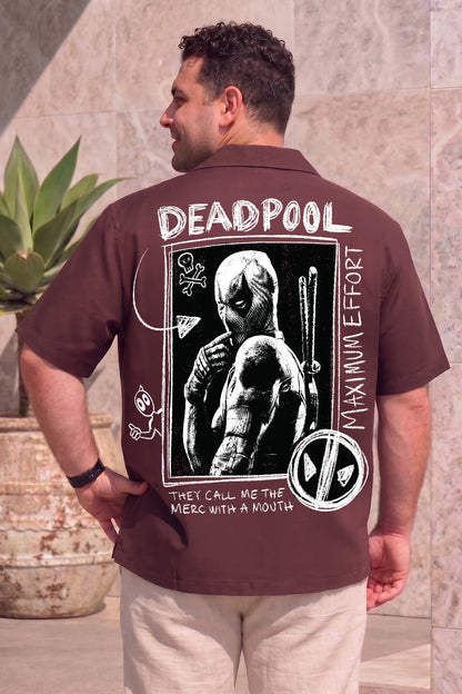 Deadpool Brown Plus Size Printed Exclusive Shirt