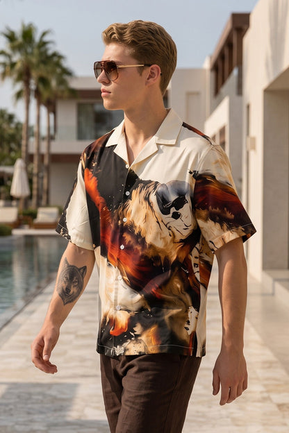 Blaze Canvas Off White All Over Print Oversized Exclusive Shirt