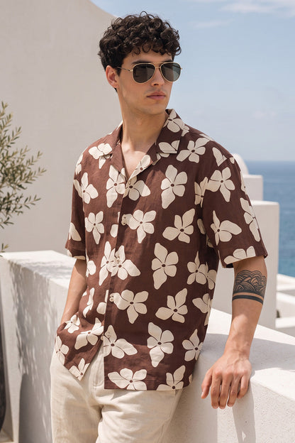 Mocha Brown All Over Printed Oversized Exclusive Shirt