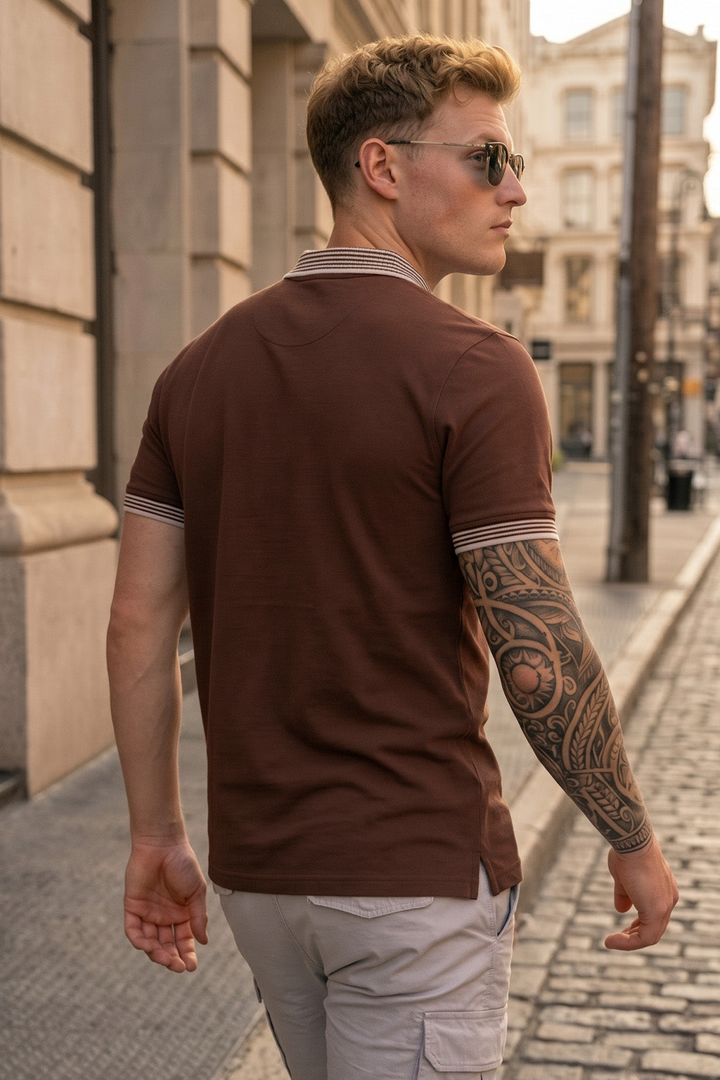 Chocolate Stripped Collar Regular Fit Exclusive Pique Lycra Polo T-Shirt