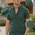 Green Plain Regular Fit Half Sleeve Single Pocket Exclusive Shirt