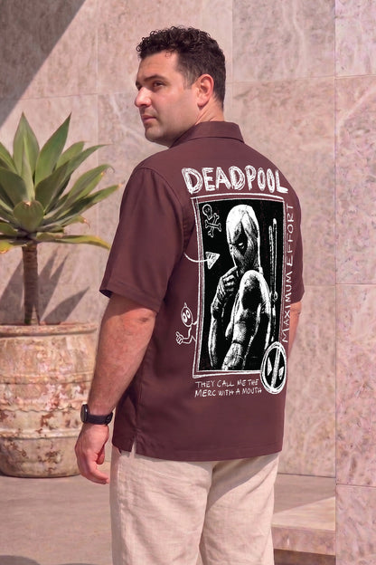 Deadpool Brown Plus Size Printed Exclusive Shirt