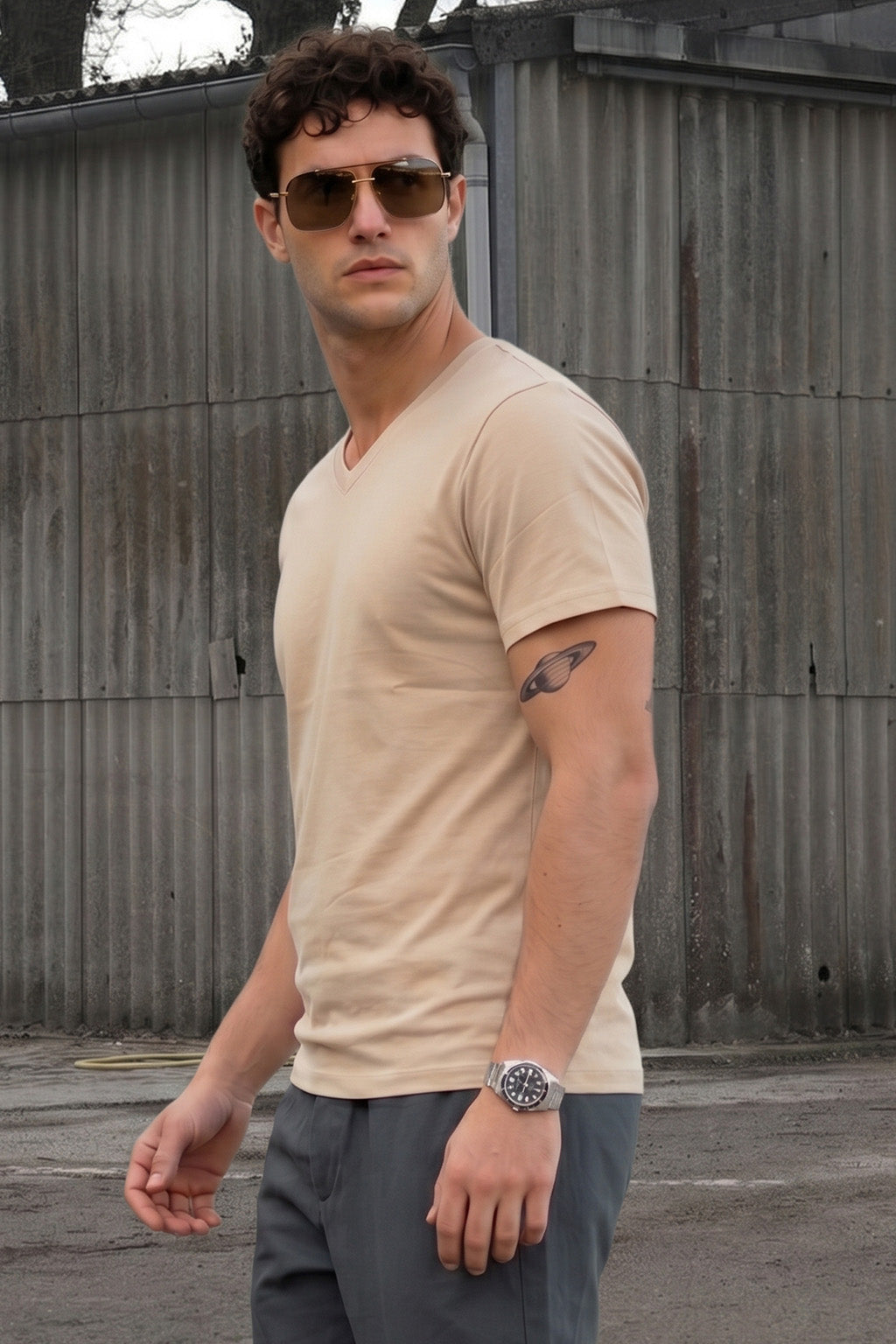 Swanwhite Plain V-Neck Regular Fit T-shirt