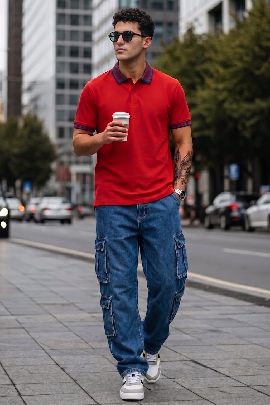Salsa Stripped Collar Regular Fit Exclusive Pique Lycra Polo T-Shirt